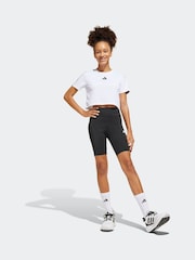 adidas White Train Essentials 3 Stripe T-Shirt and Shorts Set - Image 1 of 8
