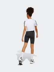 adidas White Train Essentials 3 Stripe T-Shirt and Shorts Set - Image 2 of 8