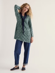 Seasalt Cornwall Green Screenprint Long Sleeve A-Line Tunic - Image 1 of 5
