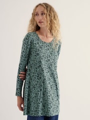 Seasalt Cornwall Green Screenprint Long Sleeve A-Line Tunic - Image 2 of 5