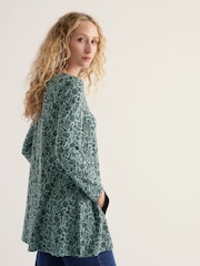 Seasalt Cornwall Green Screenprint Long Sleeve A-Line Tunic - Image 3 of 5
