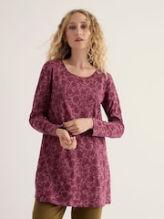 Seasalt Cornwall Pink Screenprint Long Sleeve A-line Tunic - Image 1 of 5