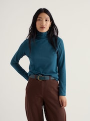 Seasalt Cornwall Blue Blue Landing Fitted Roll Neck Top - Image 1 of 5