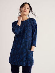 Seasalt Cornwall Blue Tall Waves Jersey Tunic - Image 2 of 5