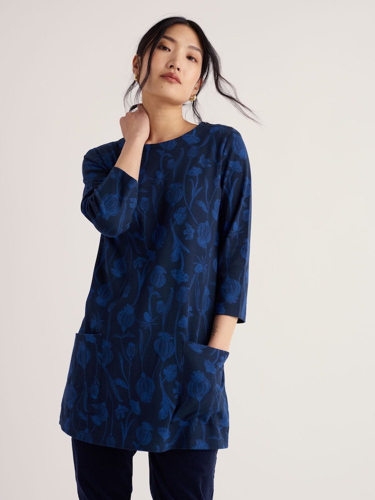 Seasalt Cornwall Blue Tall Waves Jersey Tunic - Image 2 of 5