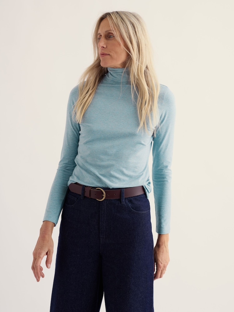Seasalt Cornwall Blue Landing Roll Neck Top - Image 1 of 5 Seasalt Cornwall Blue Landing Roll Neck Top - Image 1 of 5