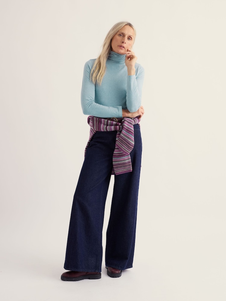 Seasalt Cornwall Blue Landing Roll Neck Top - Image 2 of 5 Seasalt Cornwall Blue Landing Roll Neck Top - Image 2 of 5