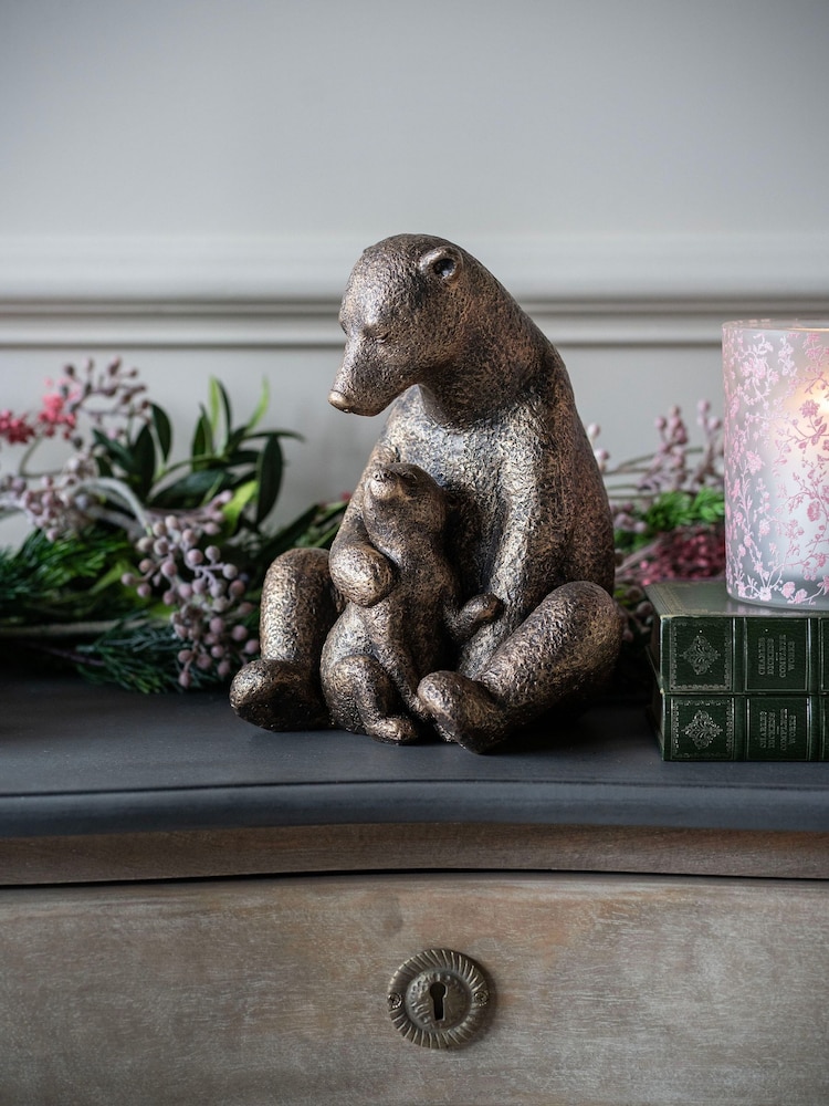Laura Ashley Bronze Bear with Cub Ornament - Image 1 of 5