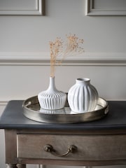 Laura Ashley White Stoneware Vases Set of 2 - Image 1 of 2