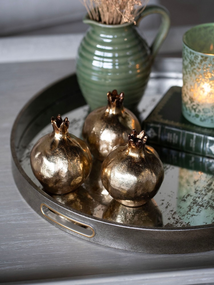 Laura Ashley Gold Pomegranate Ornaments Set of 3 - Image 1 of 4