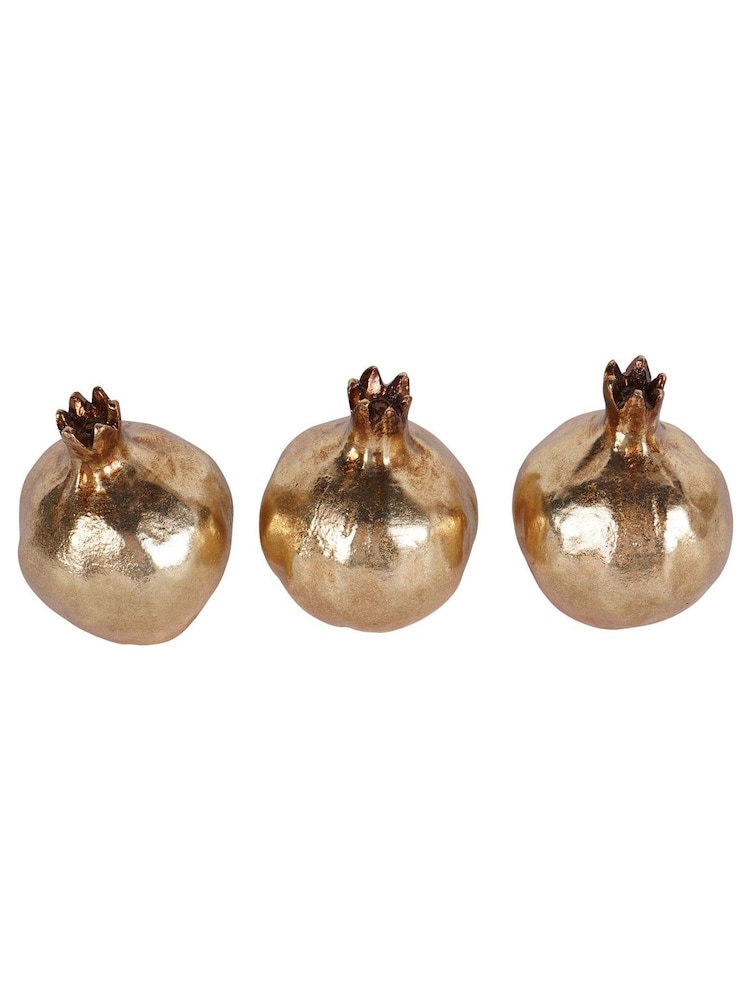 Laura Ashley Gold Pomegranate Ornaments Set of 3 - Image 2 of 4