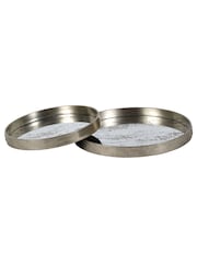Laura Ashley Silver Whinfell Mirrored Trays Set of 2 - Image 2 of 6