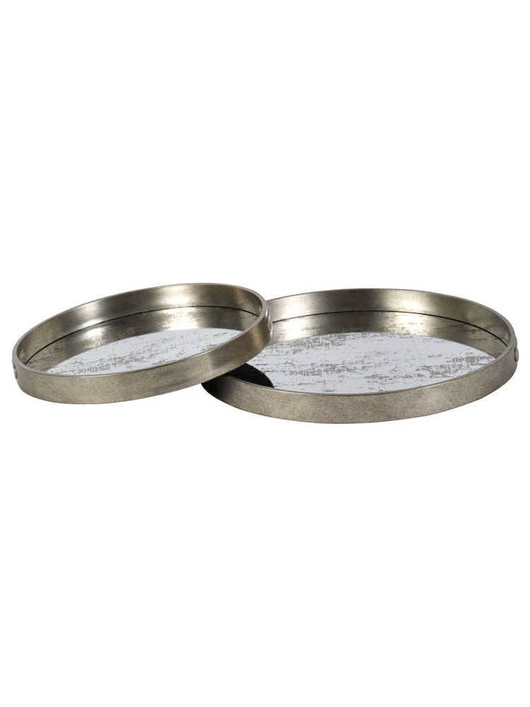 Laura Ashley Silver Whinfell Mirrored Trays Set of 2 - Image 2 of 6