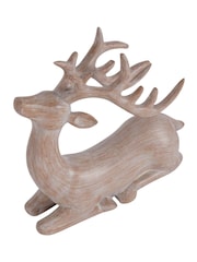 Laura Ashley Natural Wood Deer Ornament - Image 4 of 6