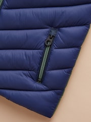 Joules Boys' Crofton Gilet Blue Colourblock Showerproof Padded Gilet - Image 4 of 5