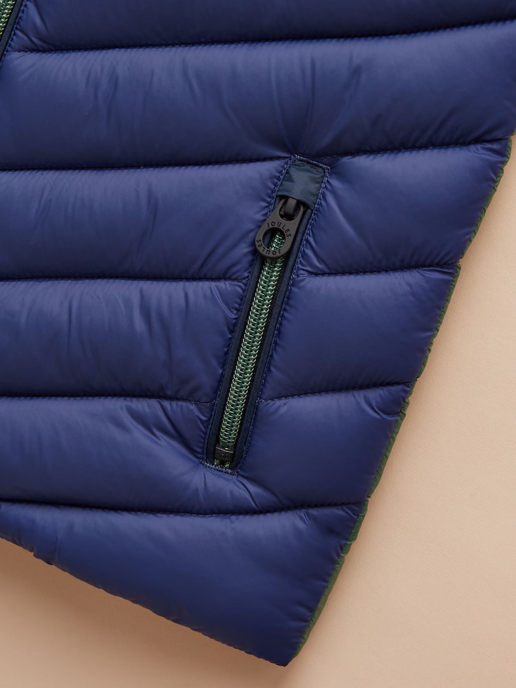 Joules Boys' Crofton Gilet Blue Colourblock Showerproof Padded Gilet - Image 4 of 5