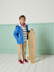 Joules Boys' Rainwell Blue Shark Waterproof Raincoat With Hood - Image 3 of 9