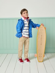 Joules Boys' Rainwell Blue Shark Waterproof Raincoat With Hood - Image 4 of 9