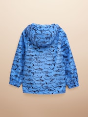 Joules Boys' Rainwell Blue Shark Waterproof Raincoat With Hood - Image 5 of 9