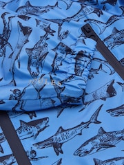 Joules Boys' Rainwell Blue Shark Waterproof Raincoat With Hood - Image 6 of 9