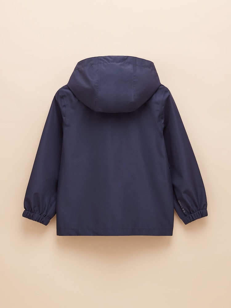Joules Boys' Rainwell Navy Waterproof Raincoat With Hood - Image 2 of 4