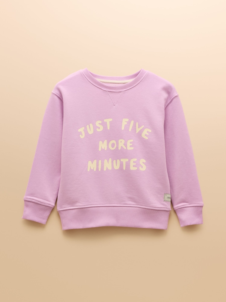 Joules Sundaze Purple Crew Neck Slogan Sweatshirt - Image 3 of 7