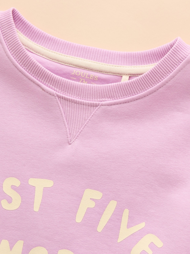 Joules Sundaze Purple Crew Neck Slogan Sweatshirt - Image 5 of 7