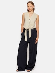 Jigsaw Cream Linen Tie Waistcoat - Image 1 of 5