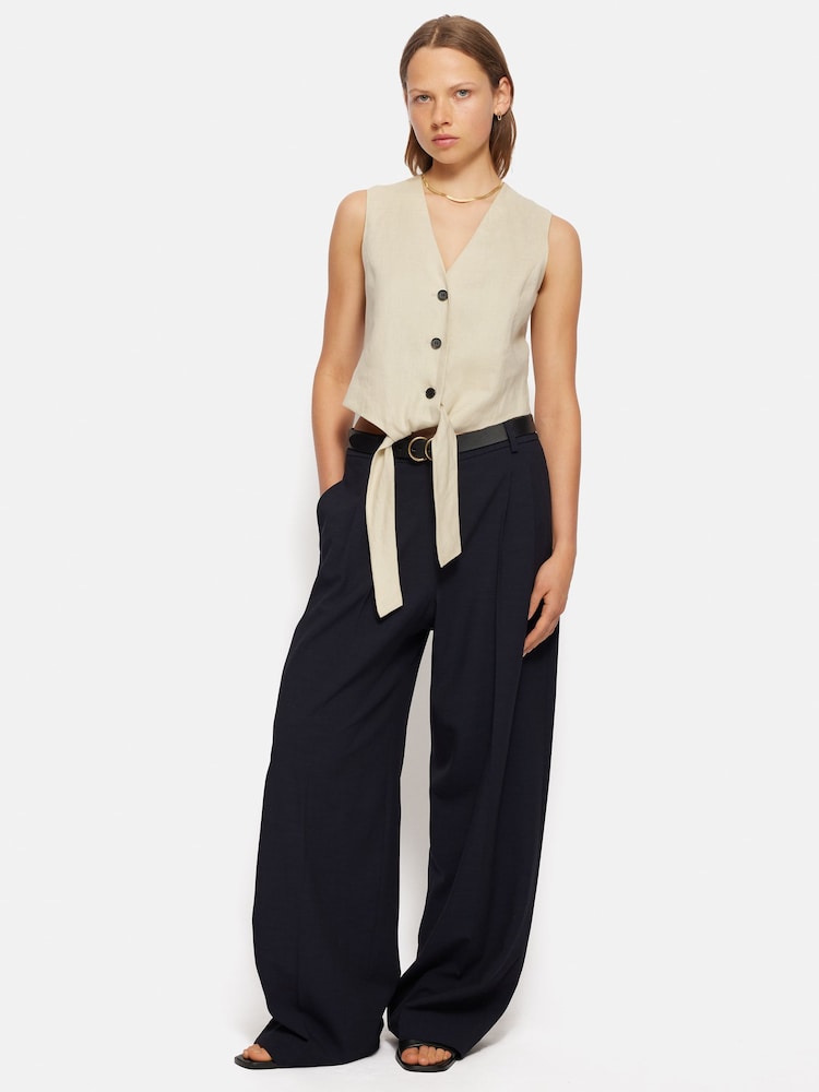 Jigsaw Cream Linen Tie Waistcoat - Image 1 of 5