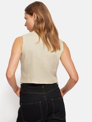 Jigsaw Cream Linen Tie Waistcoat - Image 4 of 5