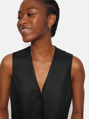Jigsaw Black Linen Tie Waistcoat - Image 2 of 6