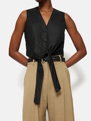 Jigsaw Black Linen Tie Waistcoat - Image 4 of 6