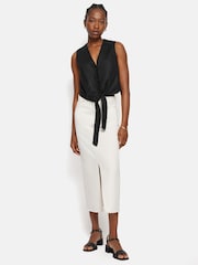 Jigsaw Black Linen Tie Waistcoat - Image 6 of 6