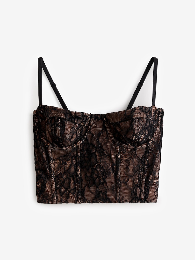 Good American Black Lace Bustier Blouse - Image 1 of 1