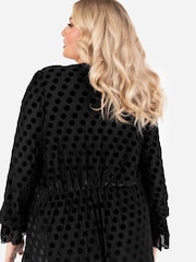 Lovedrobe Frill Hem Flock Tiered Midaxi Black Dress - Image 5 of 6