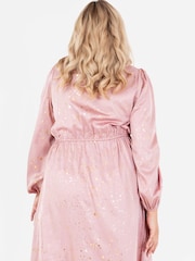 Lovedrobe Pink Wrap Front Long Sleeve Midaxi Dress - Image 4 of 5