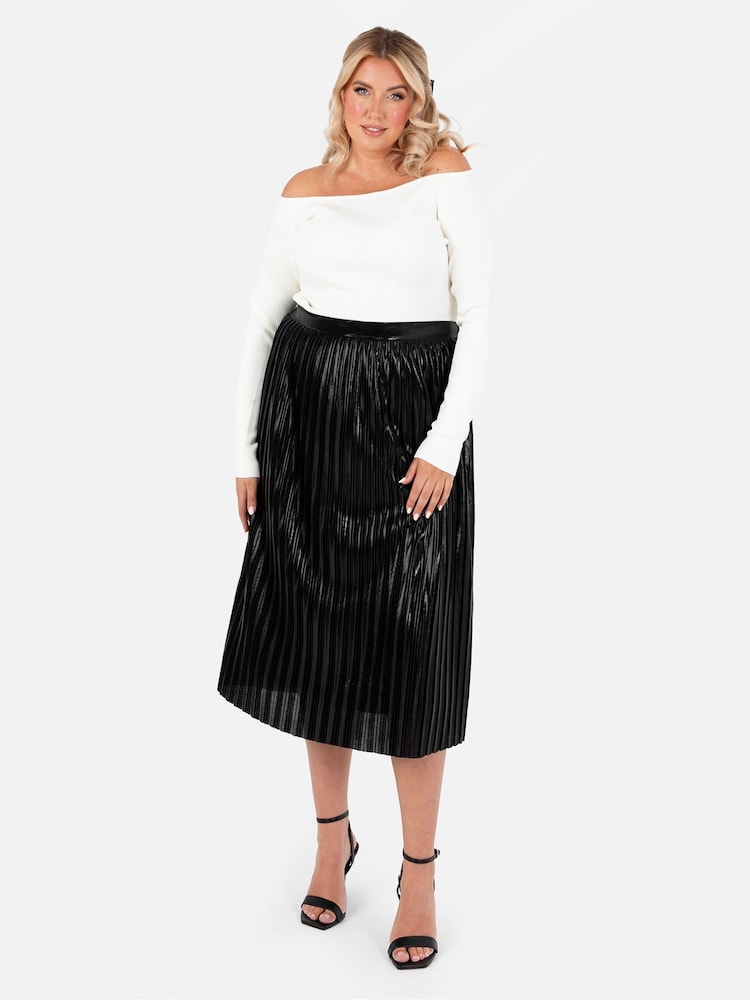 Lovedrobe Pleated Metallic Midi Skirt - Image 1 of 4