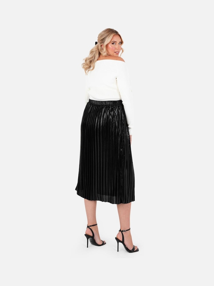 Lovedrobe Pleated Metallic Midi Skirt - Image 2 of 4