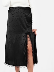 Lovedrobe Satin Lace Trim Split Hem Midaxi Black Skirt - Image 5 of 6