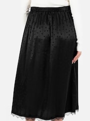 Lovedrobe Satin Lace Trim Split Hem Midaxi Black Skirt - Image 6 of 6