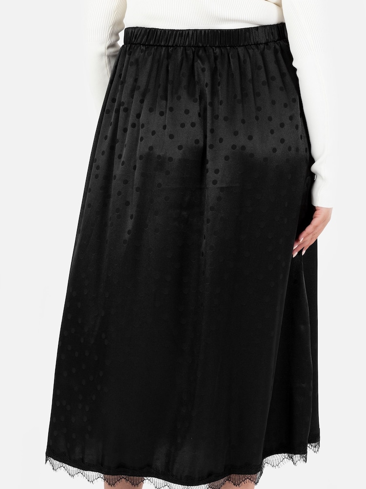 Lovedrobe Satin Lace Trim Split Hem Midaxi Black Skirt - Image 6 of 6