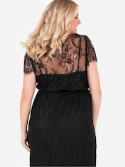 Lovedrobe Lace Tiered Hem Midaxi Black Dress - Image 4 of 6