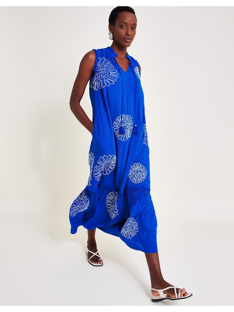 Monsoon Blue Meena Embroidered Dress - Image 1 of 6