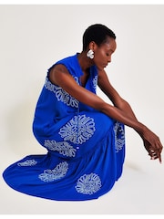 Monsoon Blue Meena Embroidered Dress - Image 4 of 6