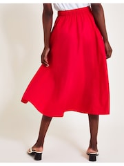 Monsoon Red Rachel Poplin 100% Cotton Skirt - Image 2 of 6