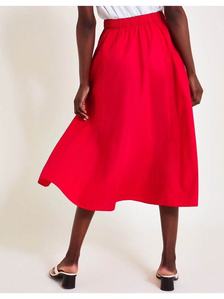 Monsoon Red Rachel Poplin 100% Cotton Skirt - Image 2 of 6