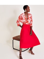 Monsoon Red Rachel Poplin 100% Cotton Skirt - Image 4 of 6