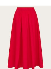 Monsoon Red Rachel Poplin 100% Cotton Skirt - Image 6 of 6