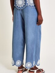 Monsoon Blue Talia Embroidered Trousers - Image 2 of 6