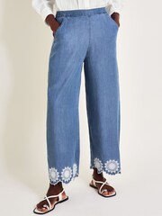 Monsoon Blue Talia Embroidered Trousers - Image 5 of 6